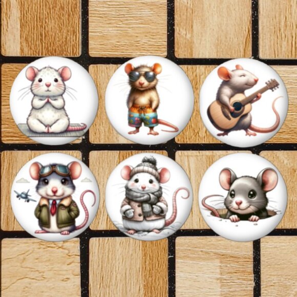 Cute Rat Fridge Magnets Set Of 6 Metal Magnets For Home Office Kitchen School - Picture 1 of 6